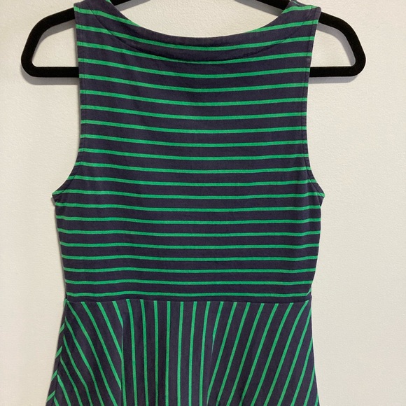 Anthropologie peplum top - Leifnotes. Navy blue and green stripe; size M. - Picture 2 of 4